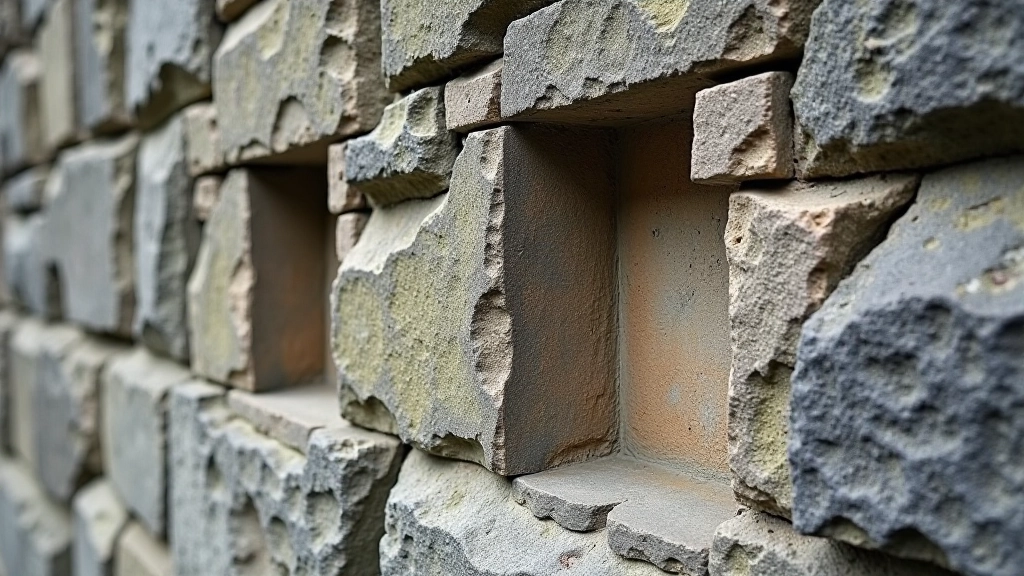Detailed close-up of historic stone wall craftsmanship and architectural details from medieval period